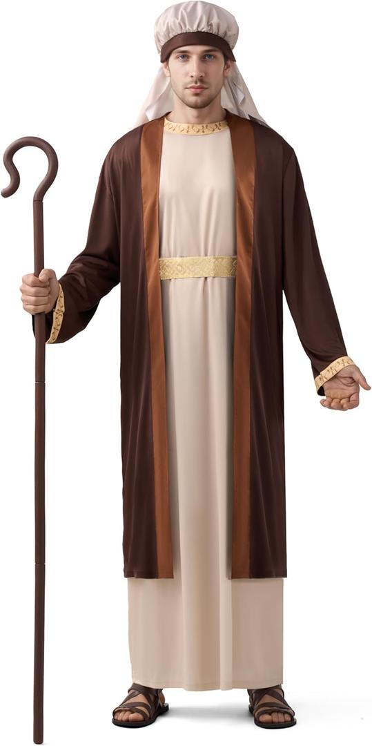 Spooktacular Creations Halloween Adult Bible Costume, Biblical Robe, Halloween Costumes for Men 2025 (Brown, M)