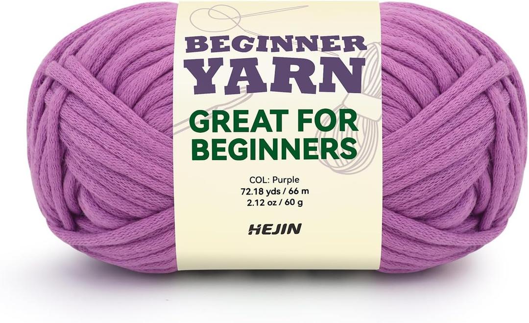 60g Purple Yarn for Crocheting and Knitting;66m (72yds) Cotton Yarn for Beginners with Easy-to-See Stitches;Worsted-Weight Medium #4;Cotton-Nylon Blend Yarn for Beginners Crochet Kit Making (1PACK, Lavender Bliss(5))