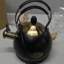 Whistling Tea Kettle Stainless Steel Teapot, Teakettle for Stovetop Induction Stove Top, Fast Boiling Heat Water Tea Pot 2.6 Quart (Black)