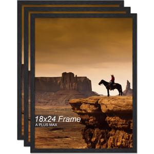 A PLUS MAX 18x24 Picture Frame Set of 3 Black Light Weight Wall Mount