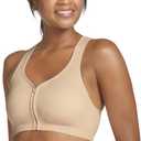 Jockey Women's Mid Impact Zip Front Sports Bra (X-Large, Nude)