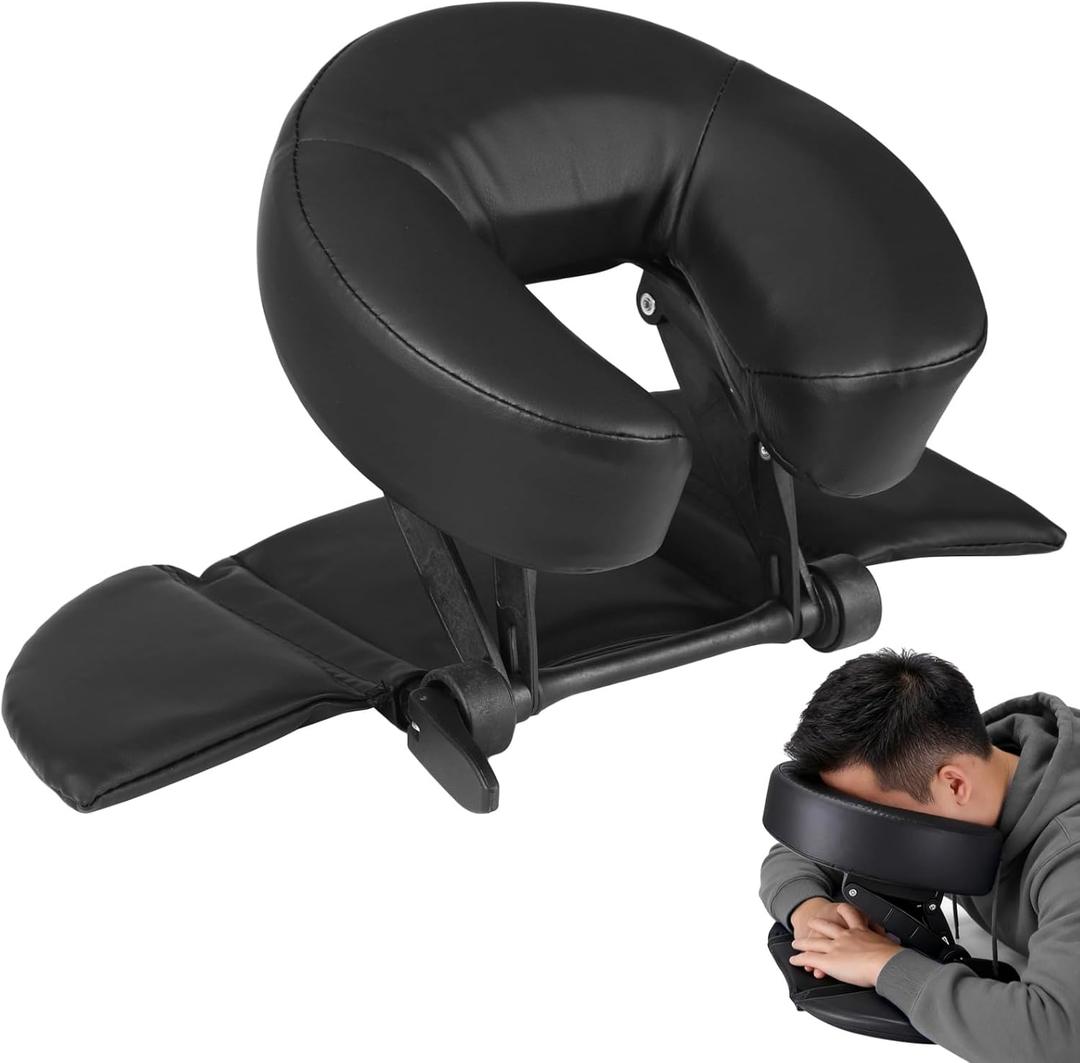 Face Down Tabletop Massage Kit, Adjustable Massage Table Headrest, Ergonomic Face Cradle Pillow with Arm Rest Pads, Breathable Memory Foam Face Pillow for Desk Bed Spa Table, 11 x 7.1 in