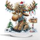 DIY Tabletop Diamond Art Painting Kit,Special Shaped Rhinestone Desk Placement Ornament,Home Stand Up Gem Painting Craft Kit Gift,Double Sided(Christmas Moose) (DP02284)