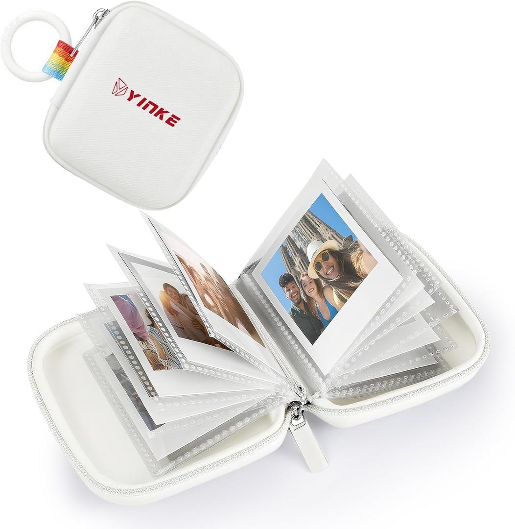 Pocket Photo Album for Polaroid Go Film and Polaroid Go Instant Mini Camera, Portable Travel Protective Photo Album Case Holds 40 Photos (White)