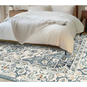 VK VK·LIVING Machine Washable Rug 9'x12' Vintage Design Washable Area Rugs with Non Slip Rugs for Living Room Bedroom Traditional Woven Carpet Stain Resistant Home Decor Boho Rug, Green&Beige