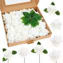 25pcs Fake Gardenia White Artificial Flowers, Real Looking Gardenia Flowers with Stems Wedding Flowers for DIY Wedding Bouquet Bridal Shower Party Home Centerpieces Floral Arrangements