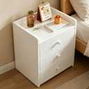 White NightStand Modern Small Home Side Tables Bedside Table with Drawers Bedroom Storage Cabinet Rental Room Living Room(12.6x10.2x18.9inch) Need to Assemble by oneself, 12.6x9x18.9inch