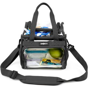 SMARTY Small Heavy Duty Clear Lunch Tote Stadium Bag Approved Durable Crossbody Makeup Cosmetic Box Football Basketball Baseball Games Concerts Men Women School Work (Bold Black, 10 x 9.5 x 6)