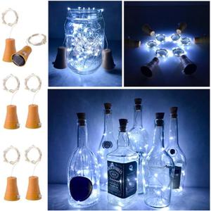 6 Pack Solar Powered Wine Bottle Lights, 20 LED Waterproof Copper Cork Solar Lights for Wedding Christmas, Outdoor, Holiday, Garden, Patio, Pathway Decor (Cool White)