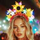 GORTIN Light up Star Headband Christmas Headpiece Sun Glowing Costume Headpiece Hair Accessories for Women