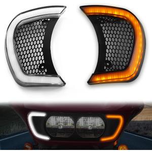 LED Headlight Vent Turn Signal for Road Glide, LED Fairing Vent Accent Lamp Indicator Side Lights for Harley Road Glide FLTRX Special FLTRXS CVO Ultra FLTRX 2015-2024 Accessories (Clear Lens) LED Headlight Vent Turn Signal for Road Glide, LED Fairing Vent Accent Lamp Indicator Side Lights for Harley Road Glide FLTRX Special FLTRXS CVO Ultra FLTRX 2015-2024 Accessories (Clear Lens)