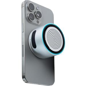 MagSound MagBeat Bluetooth Speaker with Magnetic Wireless Charger (Titanium), Portable Stereo Sync TWS, Booming Bass, Up to 10H, IPX7 Waterproof, Gift for Men