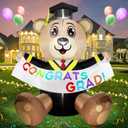 6FT Graduation Inflatable Decoration Bear Blow Up Yard Decorations Bear with LED Lights Indoor & Outdoor Vacation Yard Garden Lawn Décor Commencement Season Graduation Ceremony