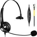 Callez RJ9 Phone Headset Office Telephone Headset with Microphone Noise Cancelling for Yealink T23G T33G T40G T46G T46S T48S T46U T48U T53W T57W Grandstream GXP2135 GXP2160 GXP2170 Avaya Panasonic (Black)
