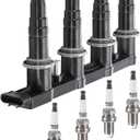 B4B BANG 4 BUCK UF620 Ignition Coil Pack and 4 Platinum Spark Plugs Compatible with Chevrolet Chevy Pontiac Replacement for UF620 25186687, 55561655, 96476983