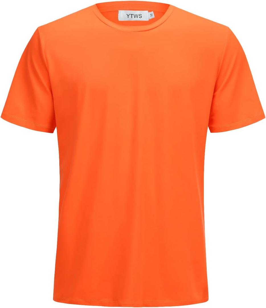 Mens Short Sleeve Shirts Casual,Soft Tshirts,Plain Summer Casual Wear Tee,Crew Neck Undershirts for Men (Orange, XL)