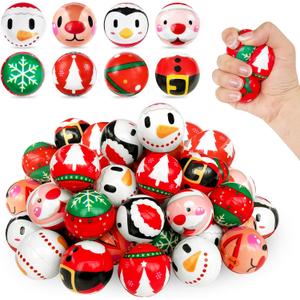 40 Pcs Christmas Stress Balls,Foam Christmas Squeeze Ball,Mini Relief Stress Ball with Santa,Tree,Moose,Snowman,Penguin for Party Favors,Goodie Bag Fillers,Stocking Stuffer Gifts(8 Styles)