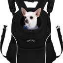 WOYYHO Pet Dog Carrier Backpack Small Dog Front Backpack Ventilated Dog Carrier Back Pack with Storage Pockets, Adjustable Straps & Safety Belt for Travel Hiking Outdoor (Size M: 5-9 lbs, All Black)