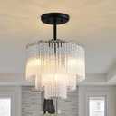 12 inch Crystal Chandelier Modern Contemporary Chandeliers for Bedroom 3-Tier Round Crystal Dining Room Lights Fixtures for Living Room Entryway Kitchen Island