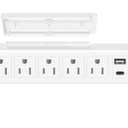 40W Under Desk Power Strip Mountable,20W USB-C Fast Charging Flat Plug Power Strip Surge Protector 1200J,9 in 1 Desk Outlet,5 Outlets,2 USB-C,2 USB-A,6FT Extension Cord White