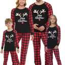 VENTELAN Family Matching Christmas Pajamas Set Holiday Santa Claus Sleepwear Xmas PJS Set for Couples and Kids (Large, Red Plaid)