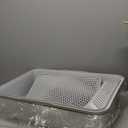 Open Small Cat Litter Box,Kitten Litter Box with Scoop Low Entry High Sides Cat Toilet Pan,Semi-Enclosed Anti-Splashing Kitty Tray for Small Space Easy to Clean(Grey)