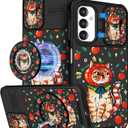 Buleens for Samsung Galaxy A16 5G Phone Case - with Ring Stand & Camera Cover Aesthetic Cute Designed for Women Girls Teens Girly Kawaii Cat Unique for Samsung A16 5G Cases Compatible with Magsafe