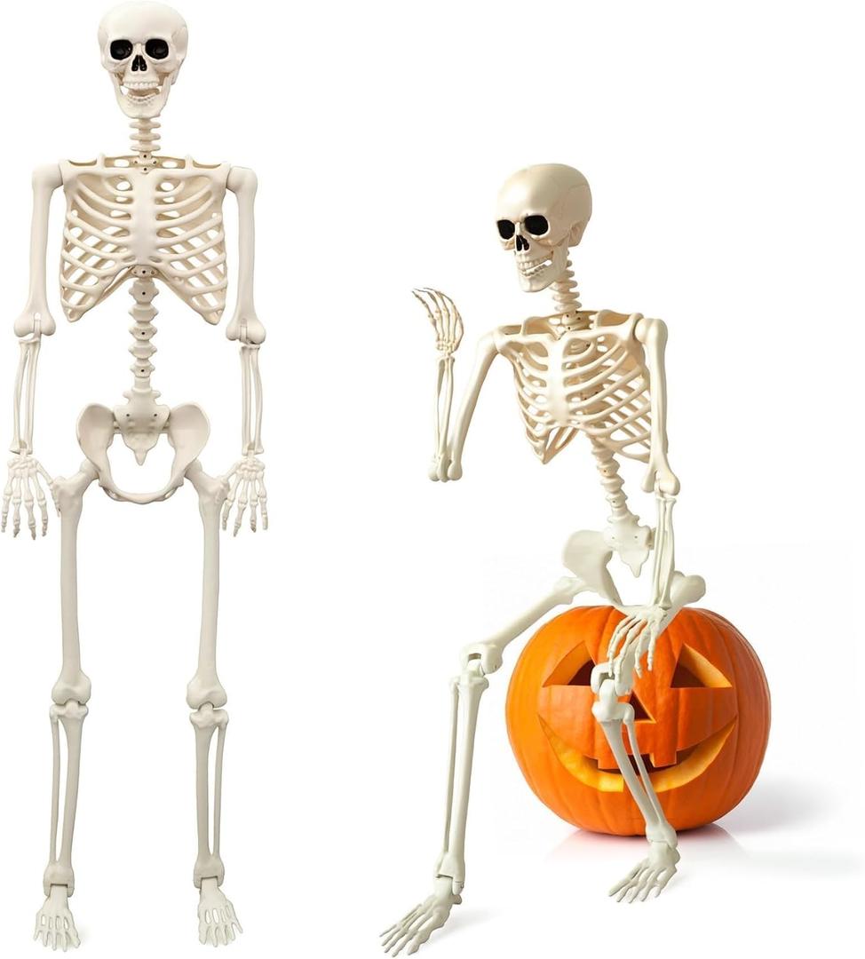 2-Pack Life Size Easy to Pose 5.4FT Skeleton Halloween Decoration