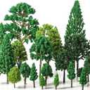 Skylety 35 Pieces Model Trees 1.2-6.3 Inch Mixed Miniature Toy Trees Diorama Supplies Fake Plants For Train Scenery Architecture Diy Crafts, Building Model Scenery Landscape Natural Green