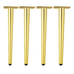 Osring 16 Inch Furniture Legs Gold Round Tapered Metal Table Leg, Slant Cabinet Furniture Feet Hardware for Coffee Table, 4 Pack