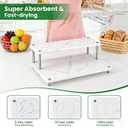 Stone Dish Drying Rack, Double-layer Stone Dish Drying Mat for Kitchen Counter,Super Absorbent Diatomaceous Earth Dish Dry Rack with Non-Slip Stainless Steel Feet for Kitchen/Bedroom/Bathroom Supplies, 44*34*4cm