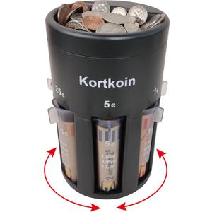 Automatic Coin Sorter 5-IN-1 Coin Counter with Coin Wrappers, Empty Piggy Bank Coin Bank Jar Quickly & Accurate as Change Sorter Machine, Widely used at Home, Office & Store. Great Time Saver