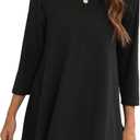 ENMAIN Women's Tops 3/4 Sleeve Dressy Casual Plus Size Tunic Tops to Wear with Leggings Swing Flare T-Shirt Loose Fit Blouses (Medium, A2-black)