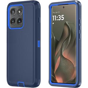 Qinmay Phone Case for Motorola Moto Edge 5G 2025 Case, Heavy Duty Shockproof & Dropproof 3-Layer Cover Phone Case for Moto Edge 2025,(Dark Blue)