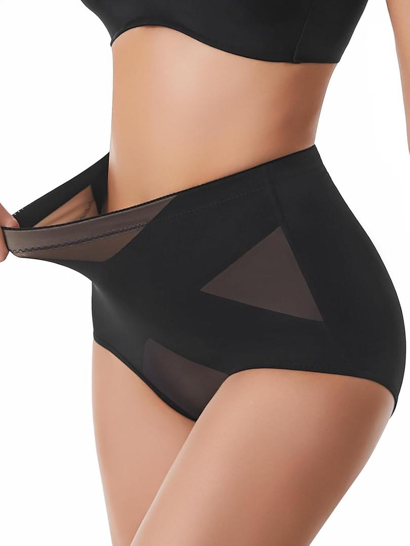 Tummy Control Shapewear for Women Body Shaper Panties Seamless Shapewear Compression Underwear Panty Girdle (Large, Mid Waisted-black-2)