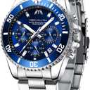 MEGALITH Mens Watches Stainless Steel Waterproof Analog Quartz Fashion Business Chronograph Watch for Men, Auto Date