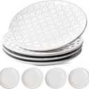 LE TAUCI Salad Plates 8 Inch, Ceramic Embossment Plate Set for Dessert Appetizer Small Dinner, Suit For Housewarming Wedding -Set of 4, Arctic White