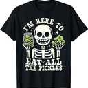 I'm Here to Eat All The Pickles Funny Skeleton Pickle Lover T-Shirt, Size: 4X