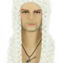 VGbeaty Judge Lawyer Barrister Colonial Long Curly White Wig 18th Century Men Halloween Costume Cosplay Wig