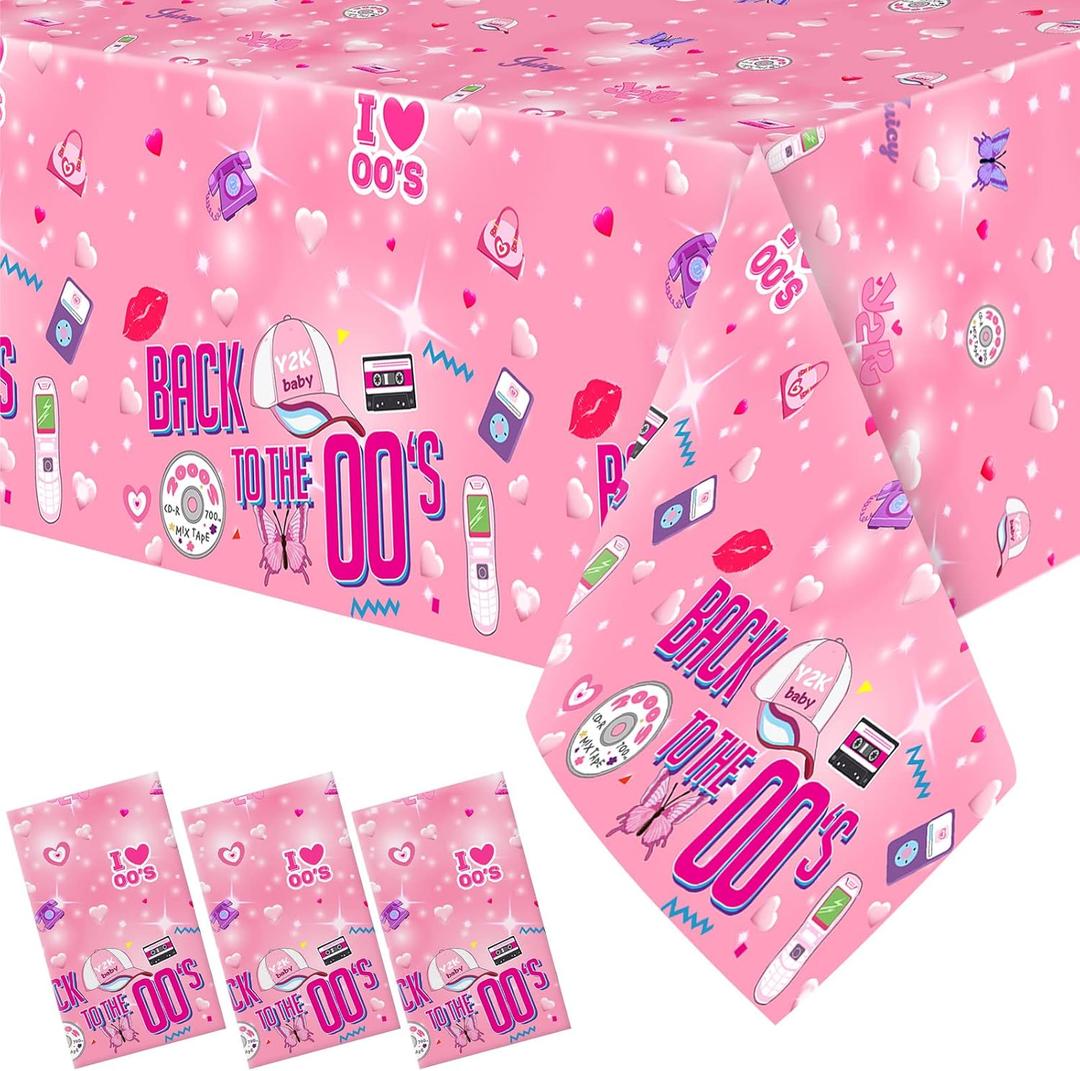 Buryeah 3 Pcs Y2k Party Decorations 2000s Pink Tablecloth Reusable Back to The 2000s Table Cover for Girls Female Y2k Theme Birthday Bachelorette Party Supplies, 54 x 108 Inch Buryeah 3 Pcs Y2k Party Decorations 2000s Pink Tablecloth Reusable Back to The 2000s Table Cover for Girls Female Y2k Theme Birthday Bachelorette Party Supplies, 54 x 108 Inch