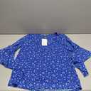 Timeson Women's 3/4 Sleeve Tops Dressy Casual Business Work Blouses Chiffon Office Shirts Size L, Blue