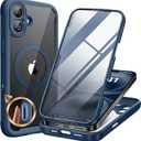 Miracase for iPhone 16 Case 6.1'', Full-Body Protective Phone case with Built-in Full Glass Screen &Camera Control,Easy Installation,No Gap,Compatible with MagSafe,SGS Drop Proof 16 Cover,Storm Blue