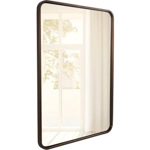 ANDY STAR 28x36 INCH Bronze Bathroom Mirror, Rounded Rectangle Oil Rubbed Bronze Mirrors for Bathroom,Tube Metal Framed, 1’’ Deep Wall Mounted Vertically/Horizontal