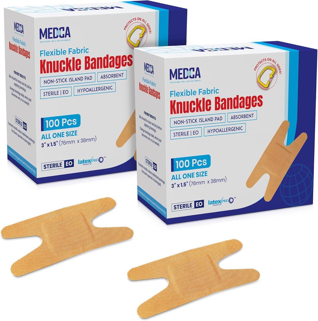 Flexible Fabric Bandages - Flex Fabric Adhesive Bandages Knuckle Bandages for Finger Care and to Protect Wounds from Infection - (200 Count) 3x1.5