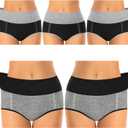 MISSWHO Cotton High Waisted Womens Underwear Soft Stretch Breathable Full Coverage Ladies Panties Multipack (L)