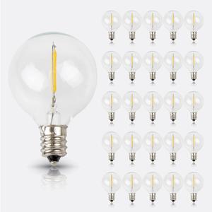 Newhouse Lighting 25 Pack LED Clear G40 Globe Light Bulbs for Outdoor String Lights Fits E12 and C7 Base 1.5 Inch Light Bulbs G40 Replacement Bulbs for Patio Lights (G40LED25)