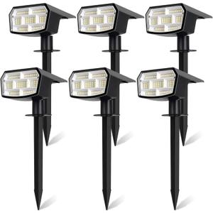 6-Pack Solar Spot Lights Outdoor, 59 LED Solar Lights Outdoor Waterproof, Outdoor Solar Lights for Yard with 3 Lighting Modes, Solar Landscape Spotlights for Garden Pathway Driveway Walkway (Cool White)