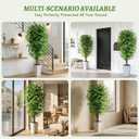 Artificial Ficus Tree 6FT Faux Plants Indoor Tall Fake Plants with White Planter, Green Lifelike Lush Fake Ficus Tree for Home Living Room Bedroom Outdoor Balcony House Office Decor