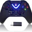 ROTOMOON Wireless Game Controller with LED Lighting Compatible with Xbox One S/X, Xbox Series S/X Gaming Gamepad, Remote Joypad with 2.4G Wireless Adapter, Rechargeable Battery (Black)