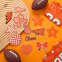 Glitinsel 24 Pcs Orange Game Day Cheer Patches Iron on Embroidered Football Patches Sew on Appliques for Hats Backpacks Clothes Football Enthusiasts Team Fans DIY Cratfs(Game Day)
